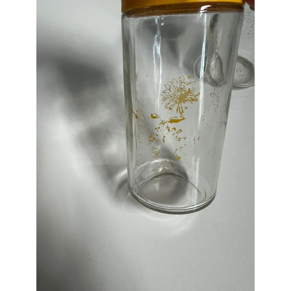 Vintage Glass Dandelion Spice Shakers Mustard Yellow Lids Retro‎ Kitchen Decor